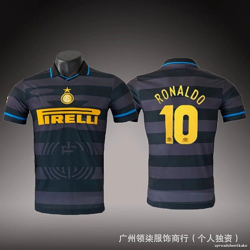 Inter Milan Sport Brehme #3 soccer jersey Blue Black Striped for Collection Drops