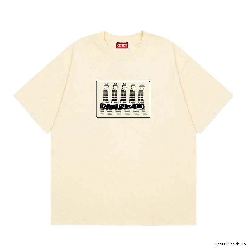 KENZO Character Print Casual Style Beige T-shirt