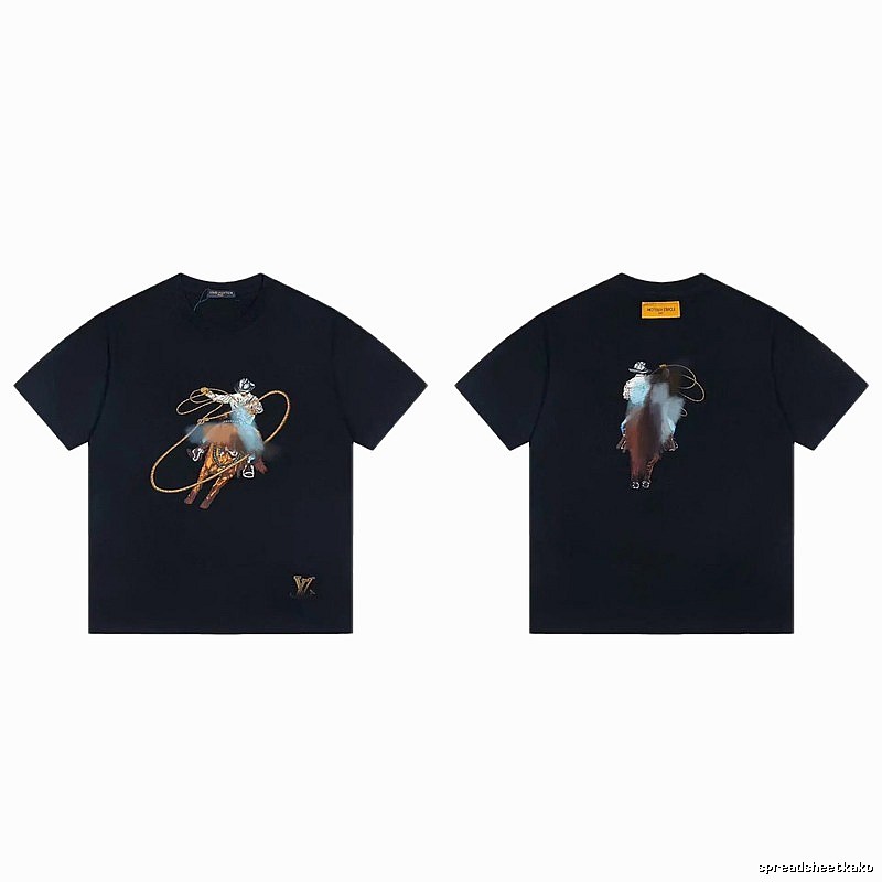Louis Vuitton Western Cowboy Vintage Style Black T-Shirt