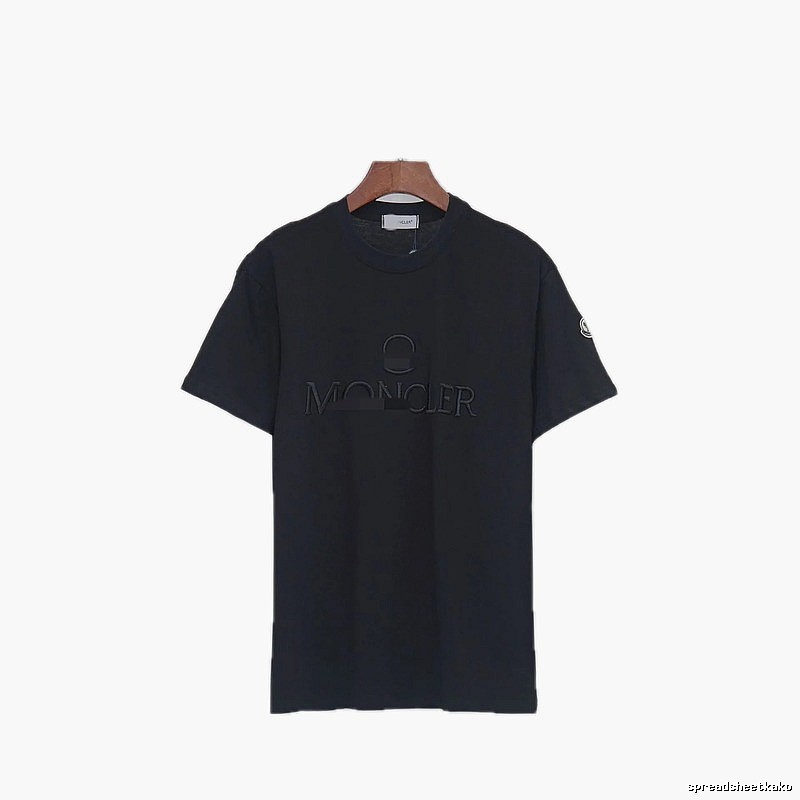 Moncler Embroidered Minimalist Style Black T-Shirt