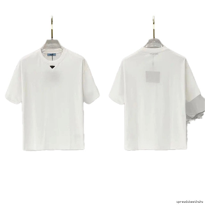 Prada Triangle Logo Minimalist Style White T-Shirt