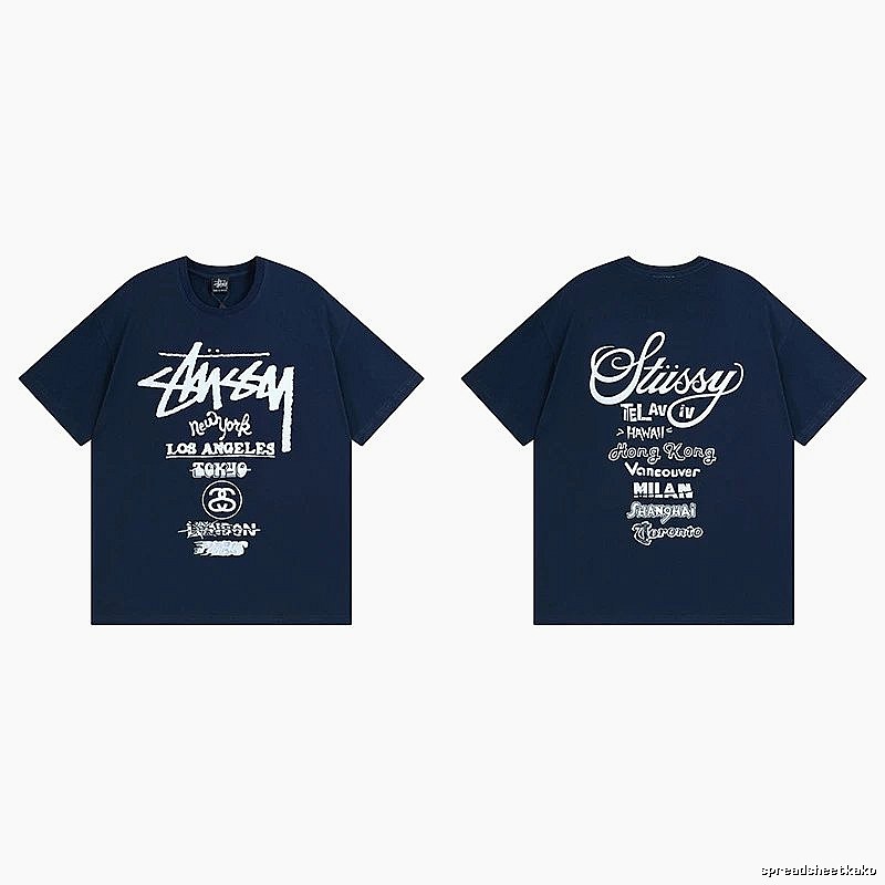 Stussy Simple Logo Finish Spider Graphic T-Shirt Minimal Look