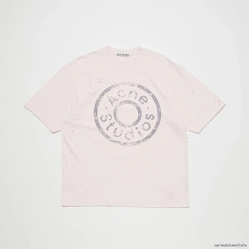 Acne Studios 2090-80 Pink Multicolor Pink Style Ac908041 Stockholm Logo T-Shirt Commuter Look
