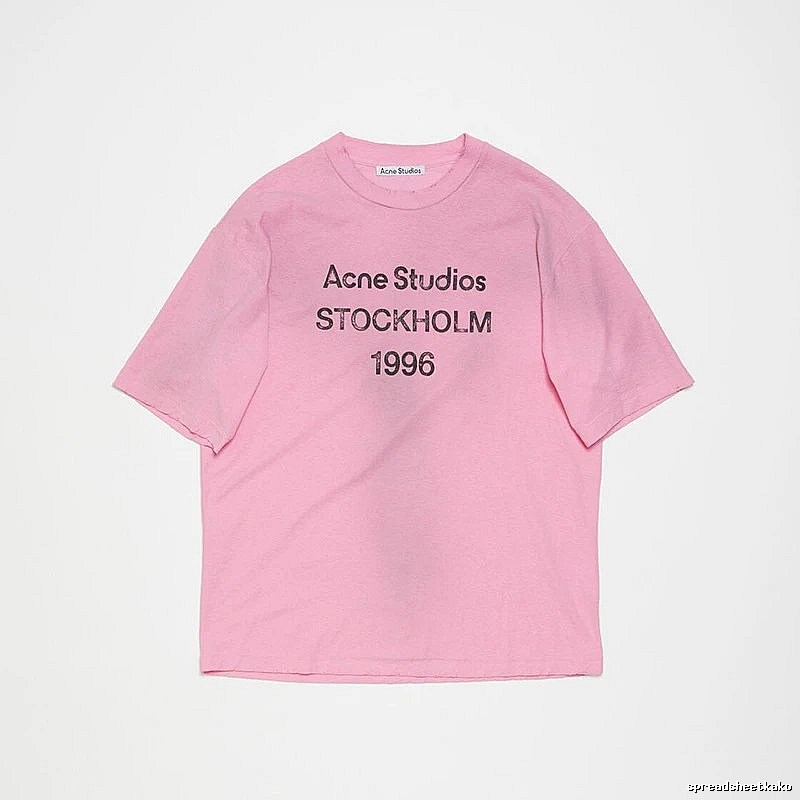 Acne Studios 2090-80 Pink Red Style Ac908026 Stockholm Logo T-Shirt Weekend Wear