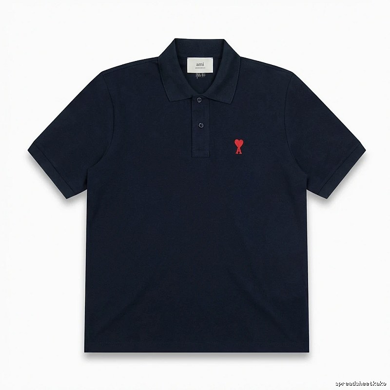 AMI Love Heart Logo Minimalist Style Polo Shirt