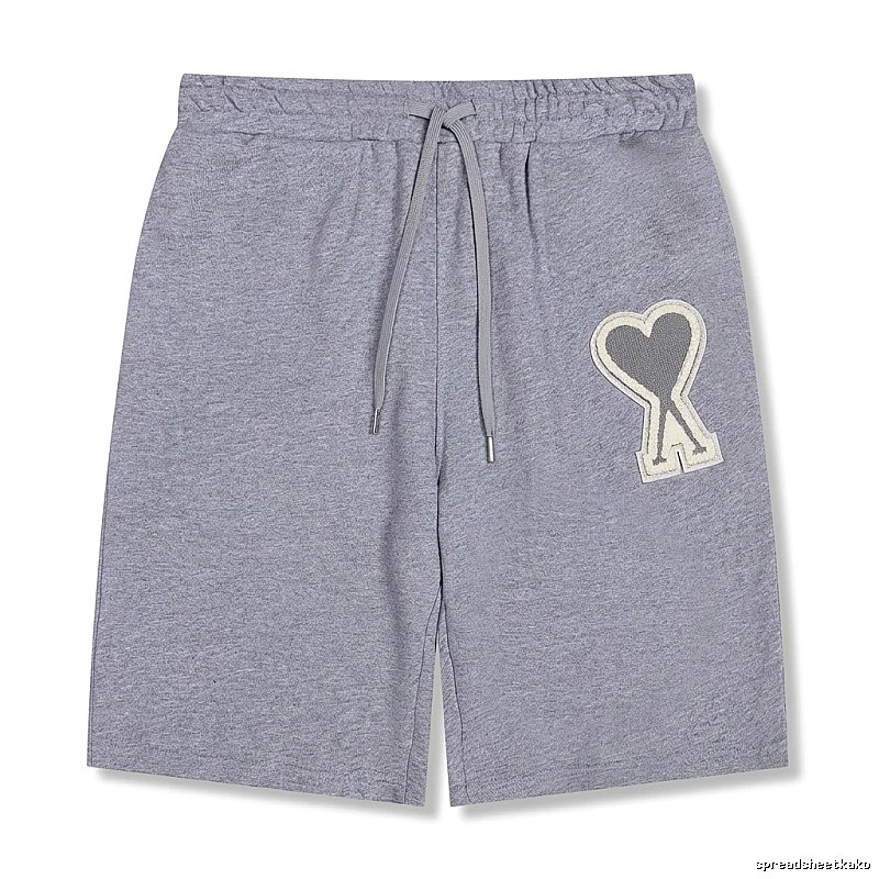 AMI Love Heart Pattern Light Gray Shorts
