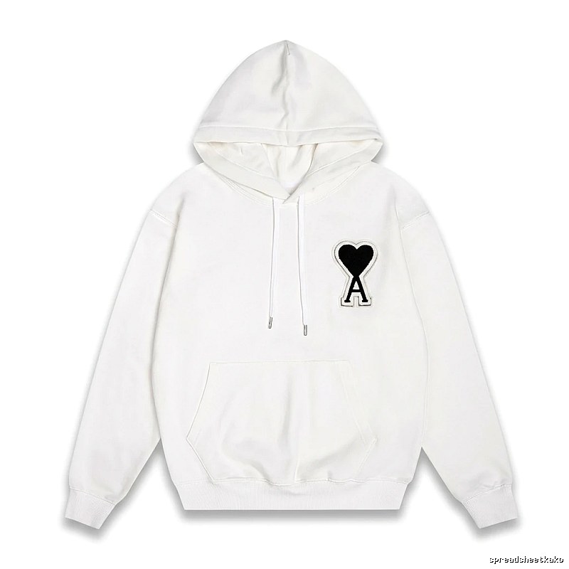 AMI Love Series Minimalist Style White Hoodie