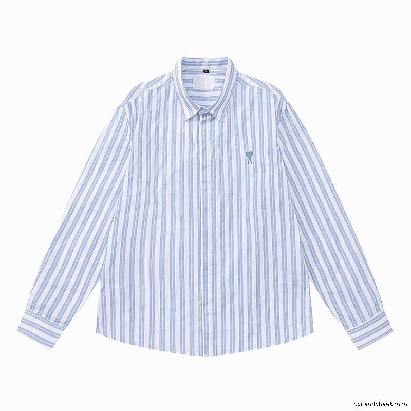 AMI Stripe Simple Blue Shirt