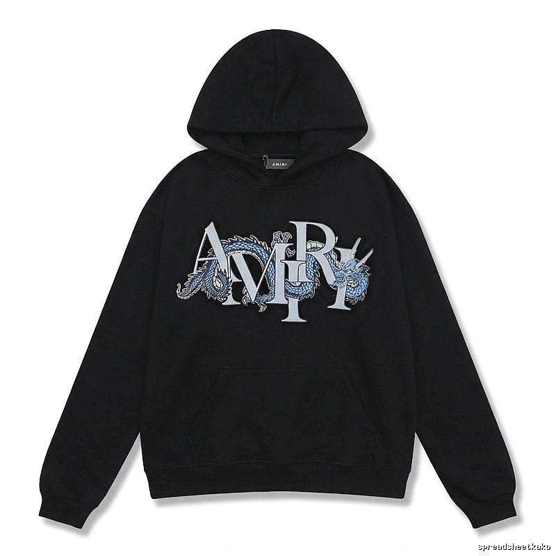 AMIRI Dragon-Patterned Trendy and Cool Black Sweatshirt