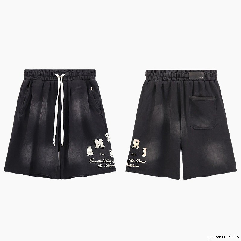 AMIRI Letter Print Street Style Black Shorts