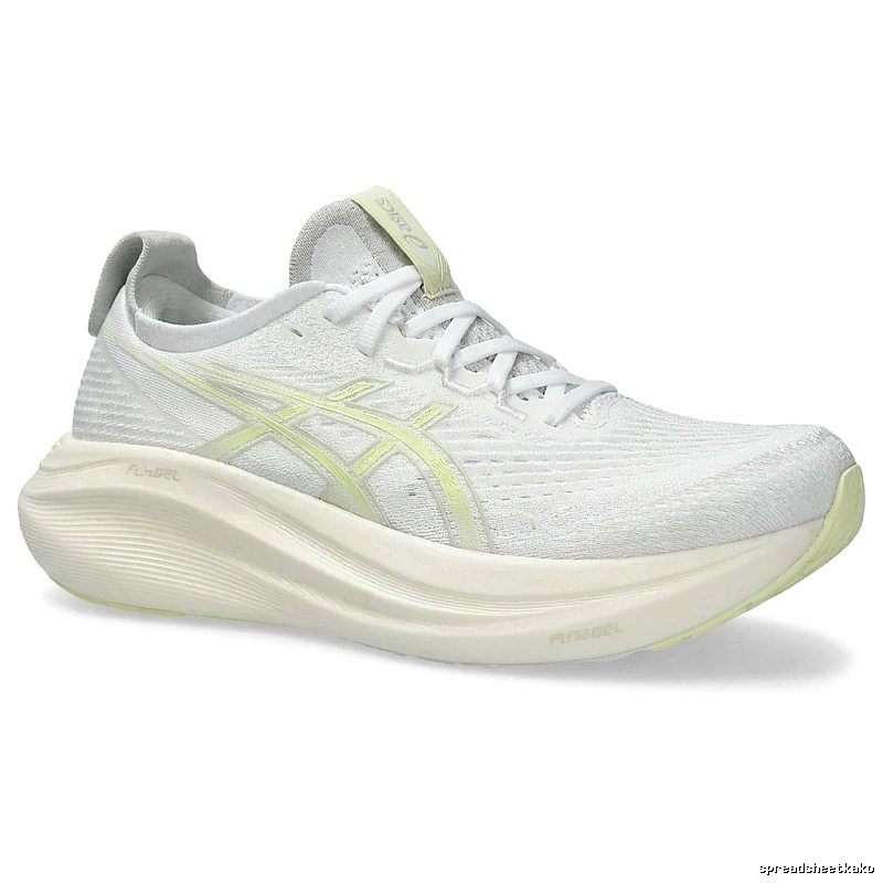 ASICS Racing Style White and Green Running Shoes
