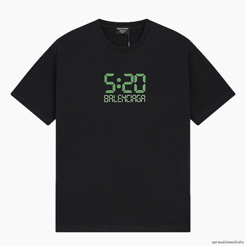 Balenciaga 5:20 Trendy Black Short Sleeve T-Shirt