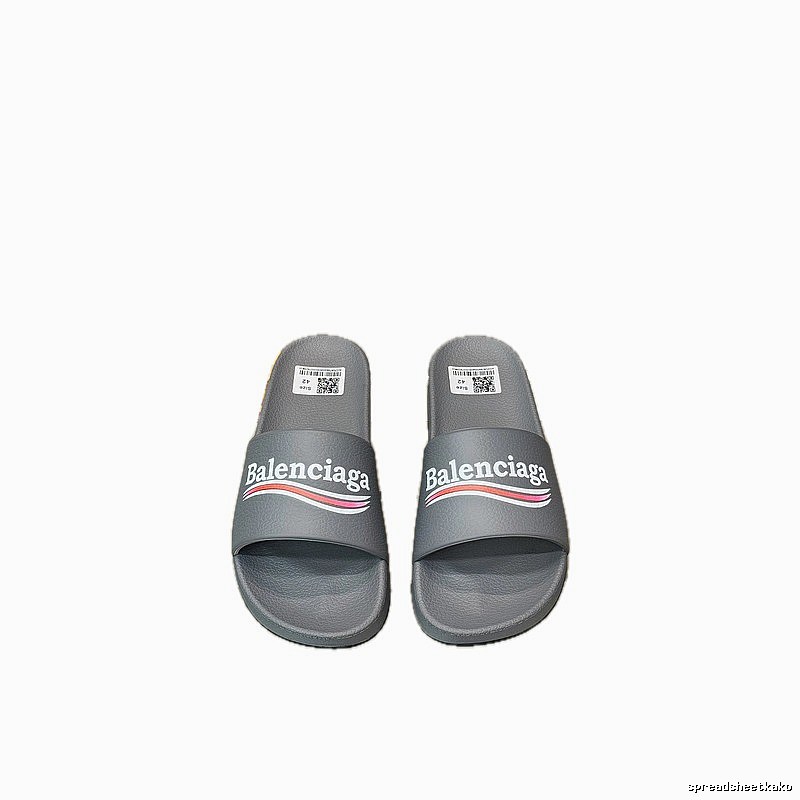 Balenciaga Casual Color Stripe Gray Slide Slippers
