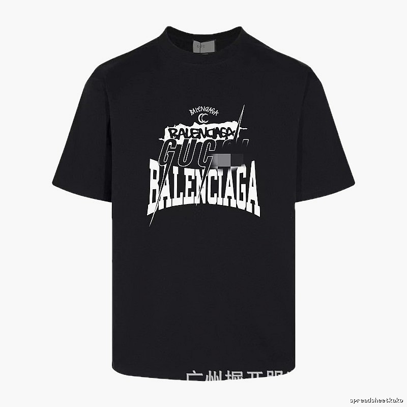 Balenciaga Co-branded Street Style Black Short-sleeve T-shirt