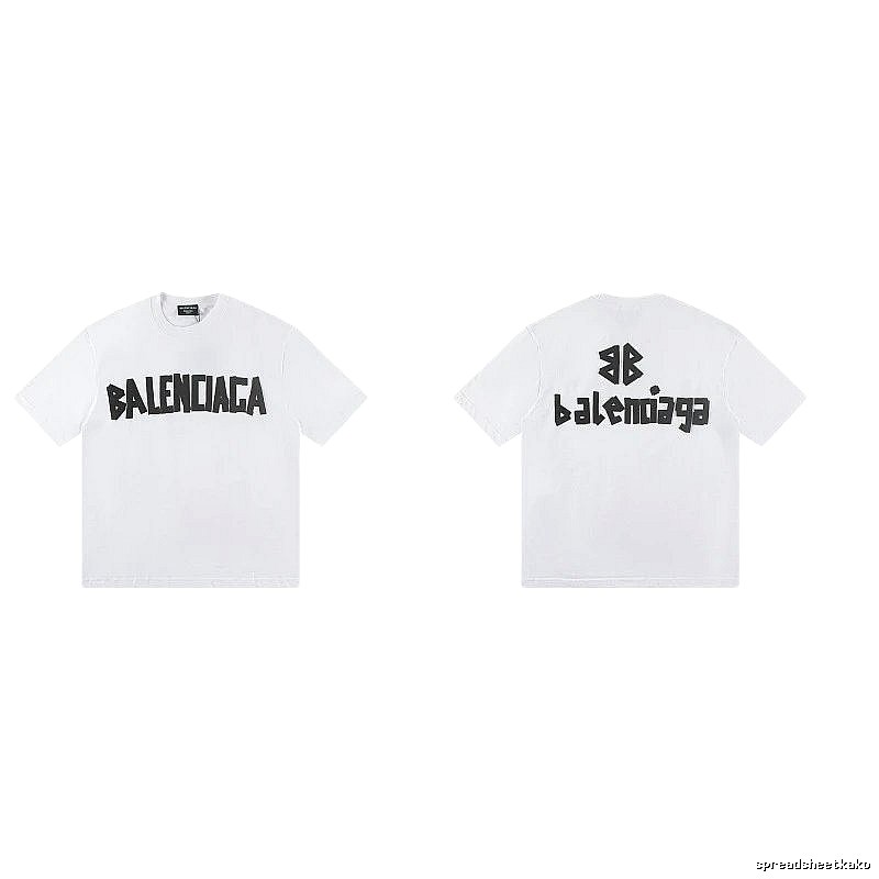 Balenciaga Double B Printed Street Style White T-shirt