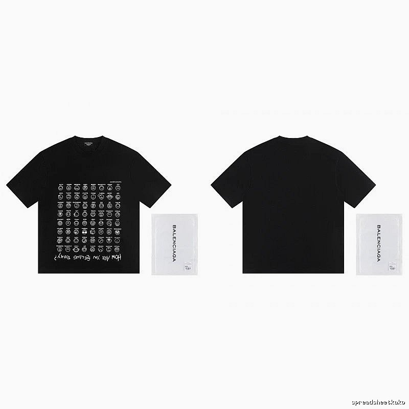Balenciaga Emoji Printed Street Style Black T-Shirt