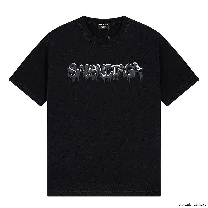 Balenciaga Graffiti Street Style Black Short Sleeve T-shirt