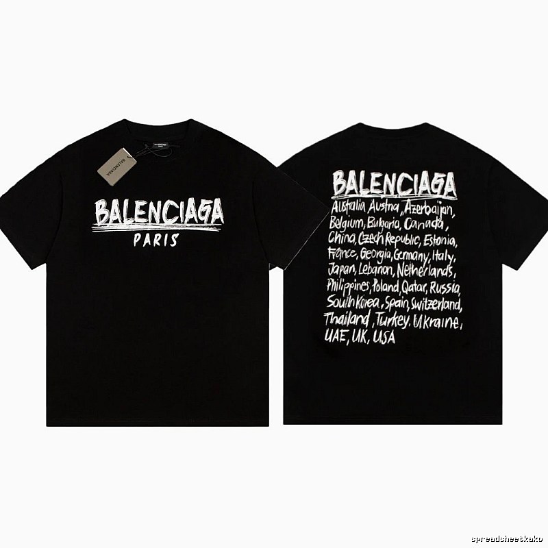 Balenciaga Graffiti Street Style Black Short Sleeve T-shirt