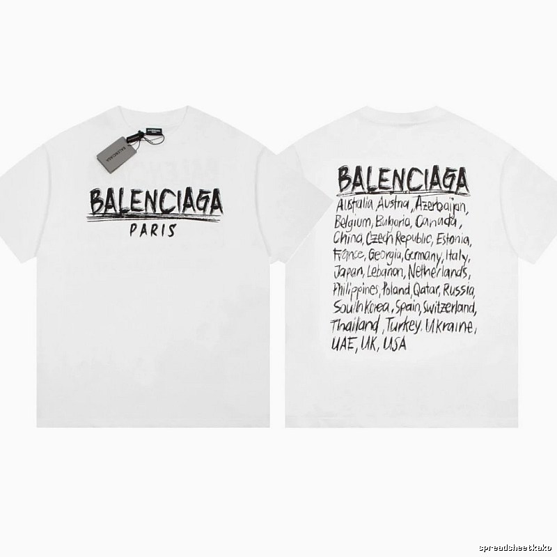 Balenciaga Graffiti Street Style White Short Sleeve T-Shirt