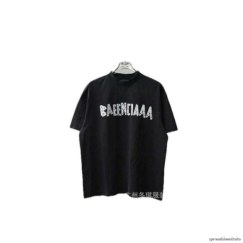 Balenciaga Letter Trendy Cool Black T-shirt