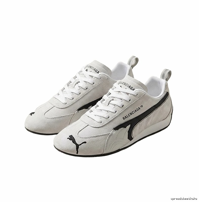 Balenciaga retro-style gray and white sneakers