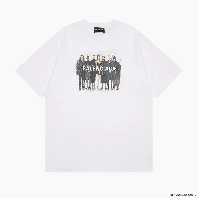 Balenciaga Trendy and Cool Style Portrait Print White T-shirt
