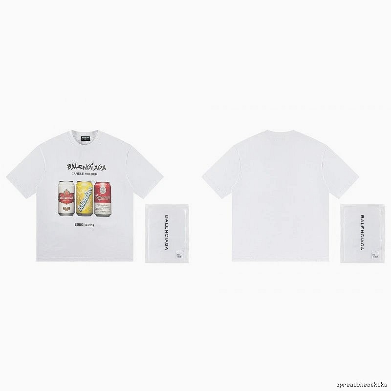 Balenciaga Trendy White T-Shirt with Soda Can Print