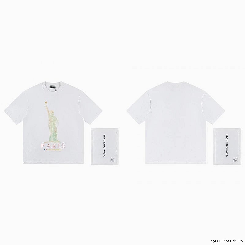 Balenciaga Trendy White T-shirt with Statue of Liberty Print