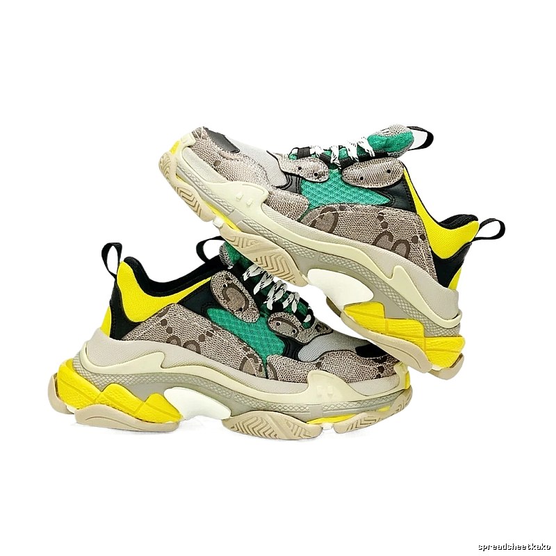 Balenciaga Triple S color-blocking style.