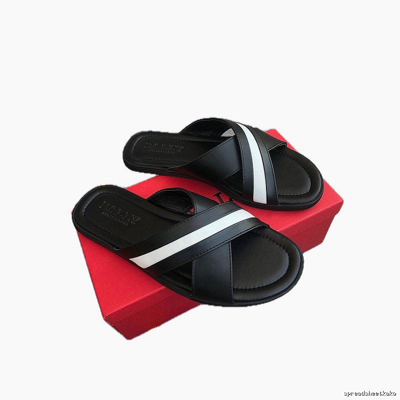 BALLY Classic Minimalist Casual Black and White Color-block Slides