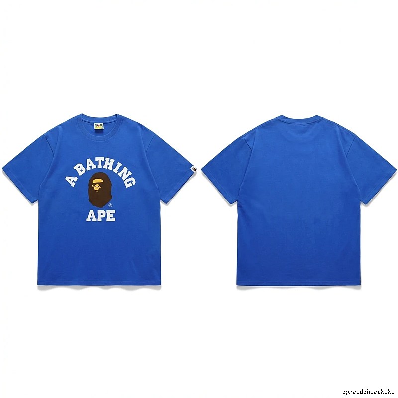 Bape Ape Head Simple Style Blue T-shirt