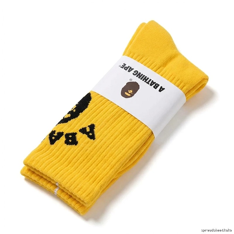 Bape Ape Head trendy brand yellow socks