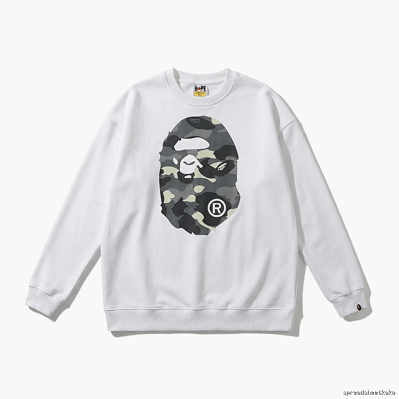 Bape Camouflage Ape Face White Sweatshirt