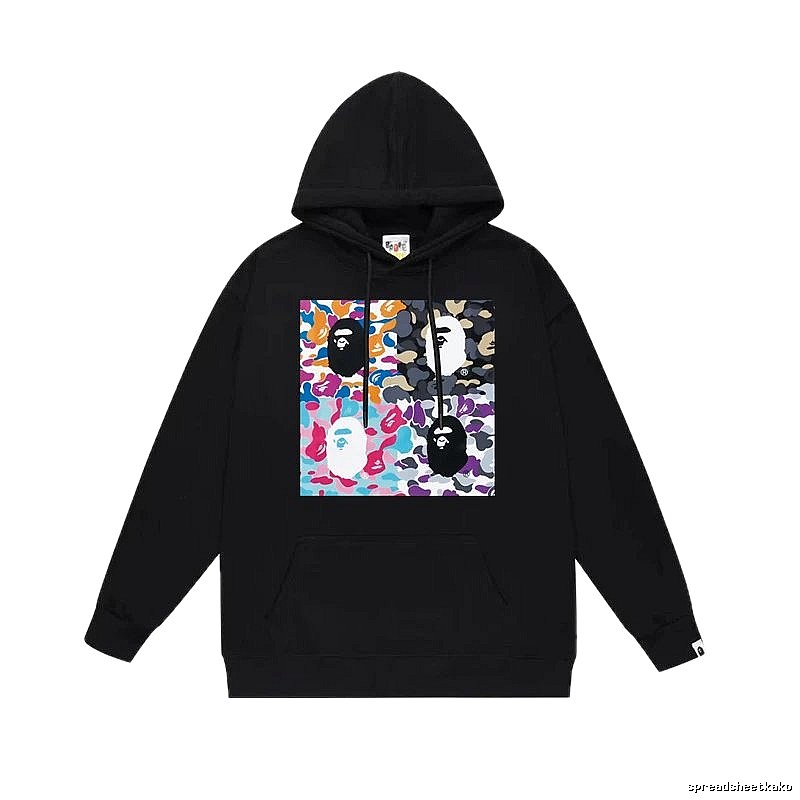 Bape camouflage-style black hoodie