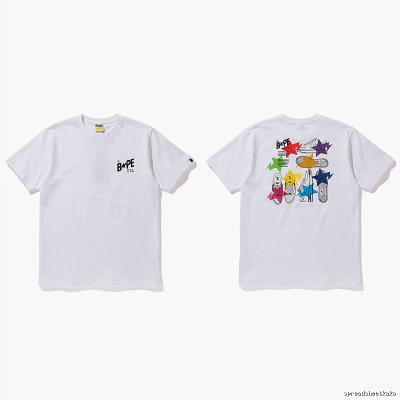 Bape Colorful Printed Style White T-shirt