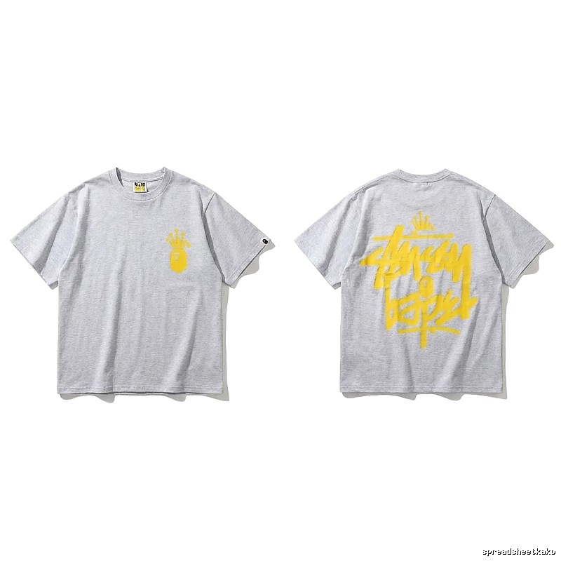 Bape Crown Trendy Brand Light Gray T-shirt