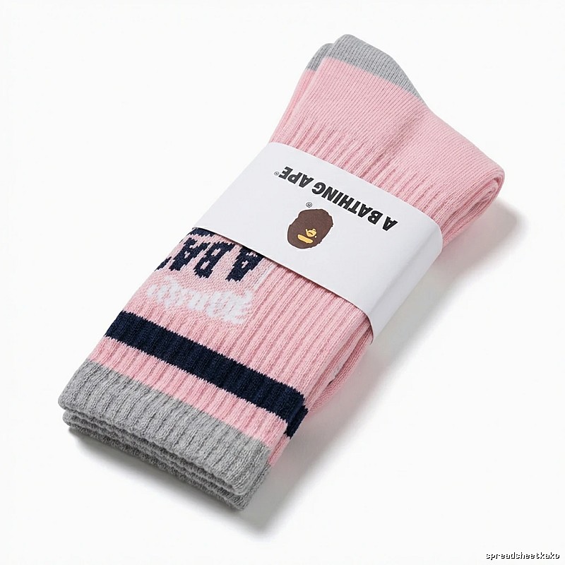 Bape Stripe Trendy and Cool Style Pink Socks