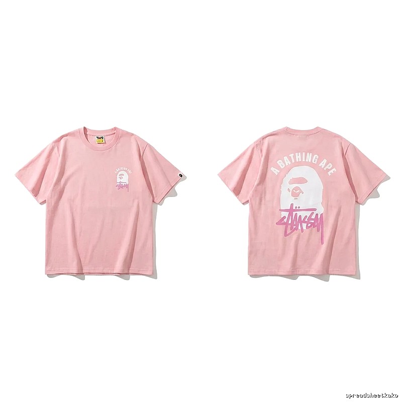 Bape trendy brand pink T-shirt