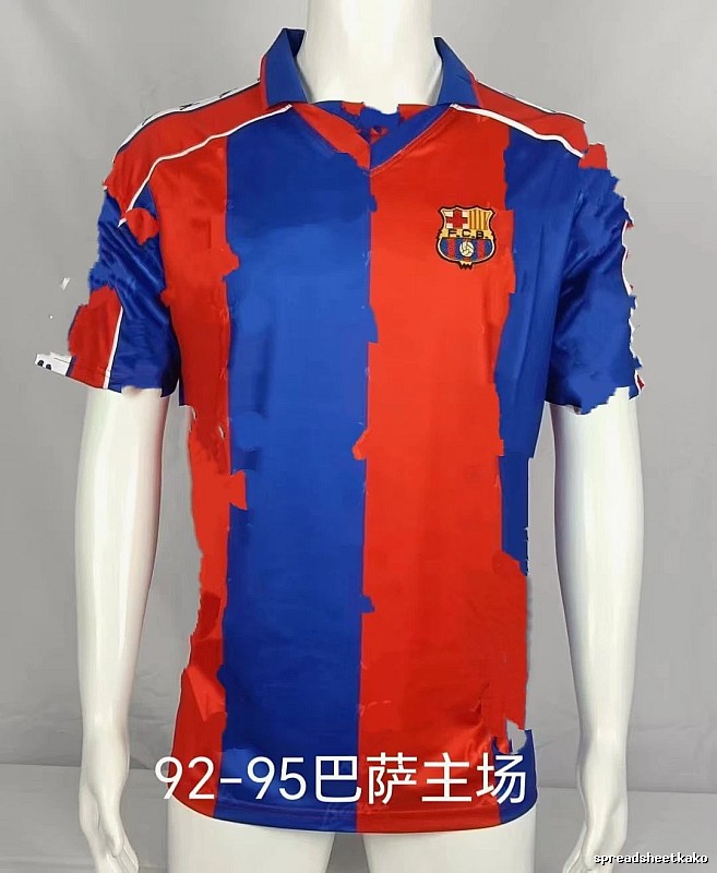 Barcelona Logo Detail Retro soccer jersey Blue Red Barcelona with Functional Detail