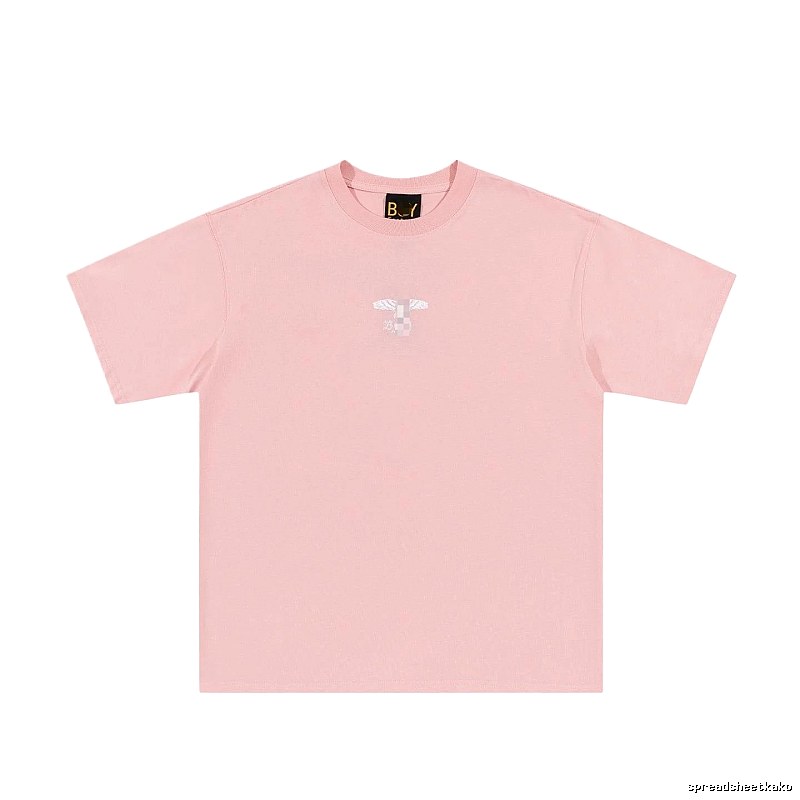 BOY Wing Print Street-style Pink Short Sleeve T-Shirt