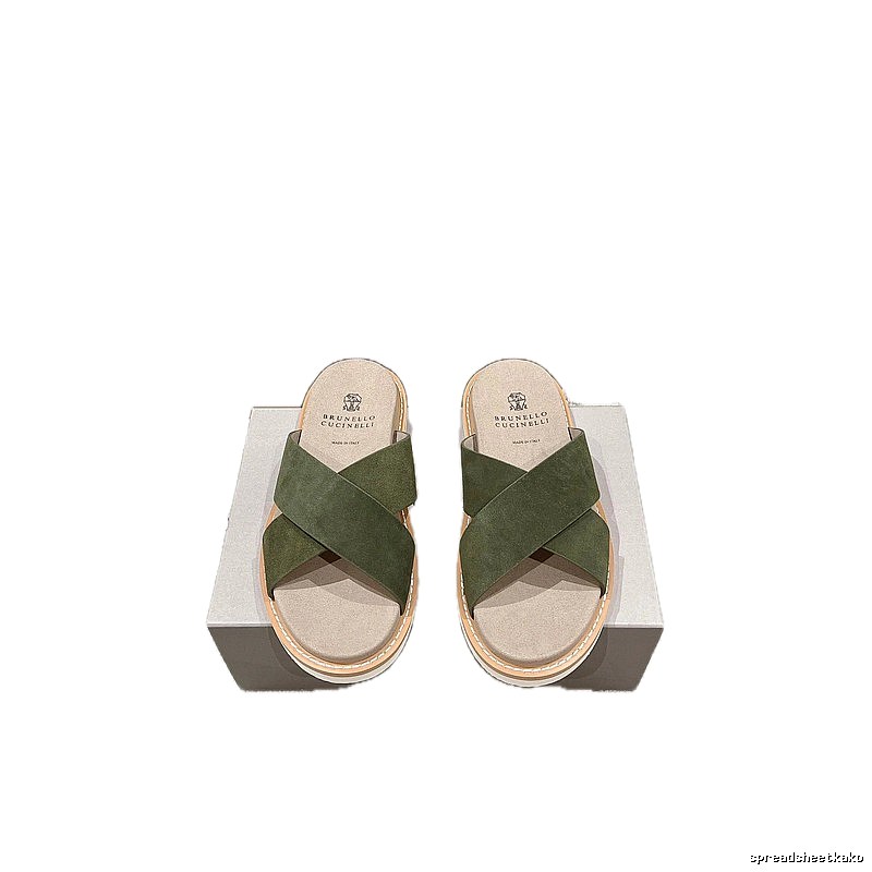 Brunello Cucinelli Casual-style Army Green Slides