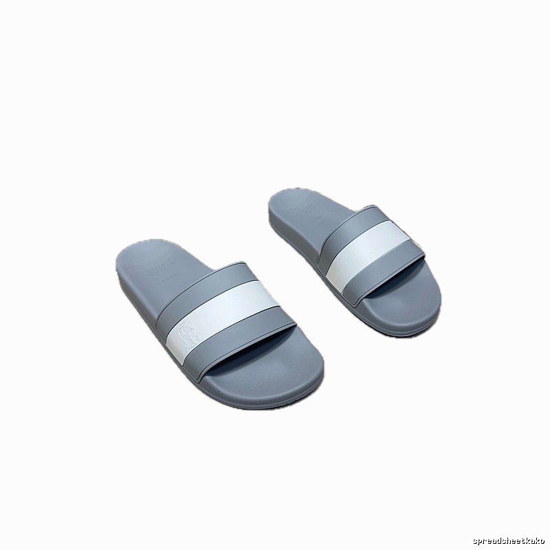 Brunello Cucinelli Casual Style Gray and White Color-block Slides