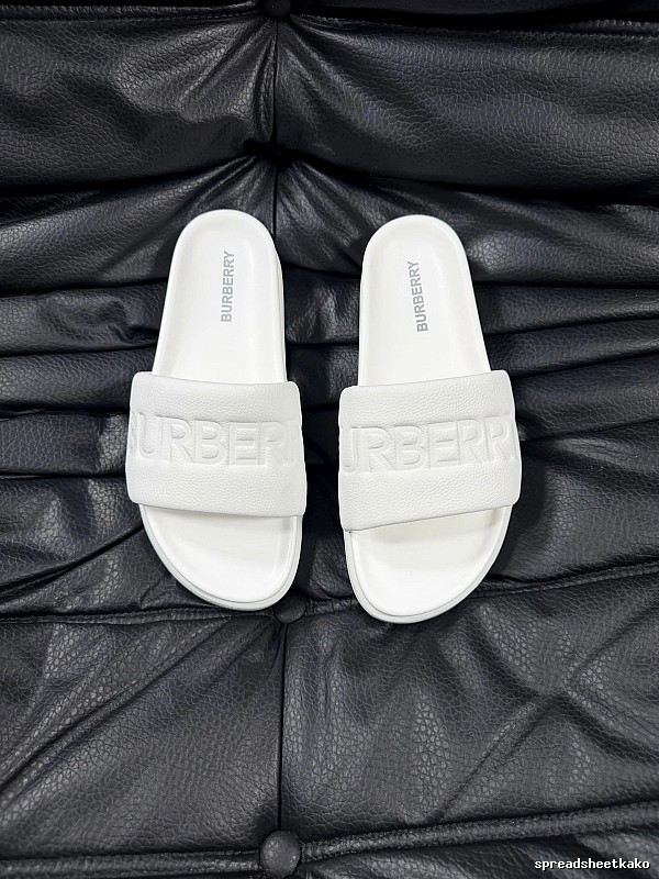 Burberry Embossed Minimalist Style White Slides