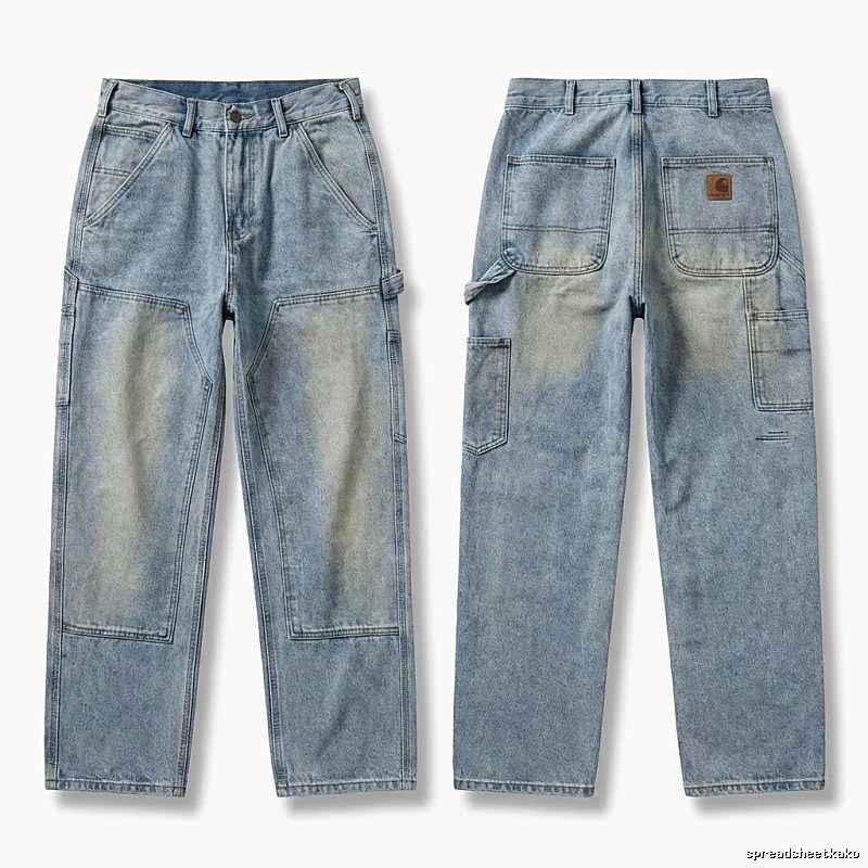 Carhartt workwear style light blue jeans