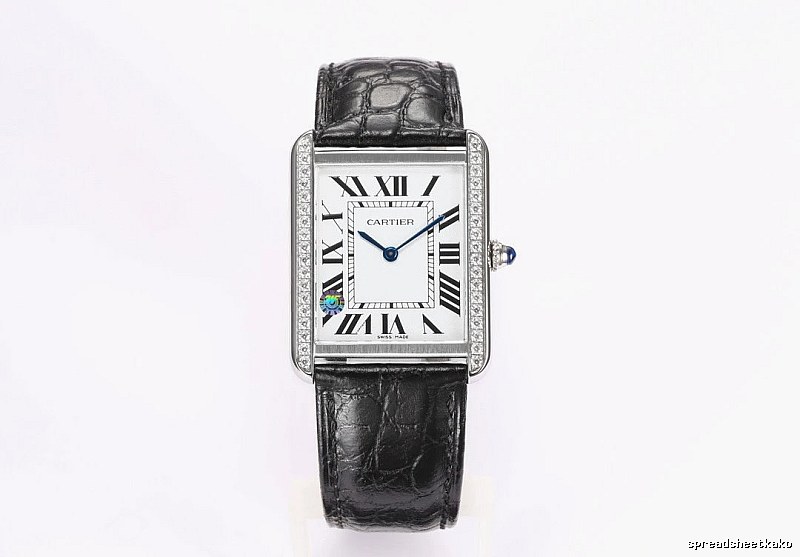 Cartier Tank-Style Dress Watch Travel Edit in Silver And Black