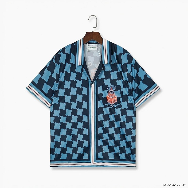 Casablanca checkered retro-style blue shirt