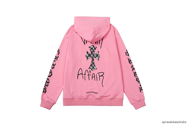 Chrome Hearts 2088-91 Pink Red Cross Graphic Hoodie Campus Look
