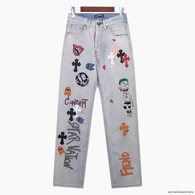 Chrome Hearts Classic Graphic jeans Light Denim Jeans for Daily Styling