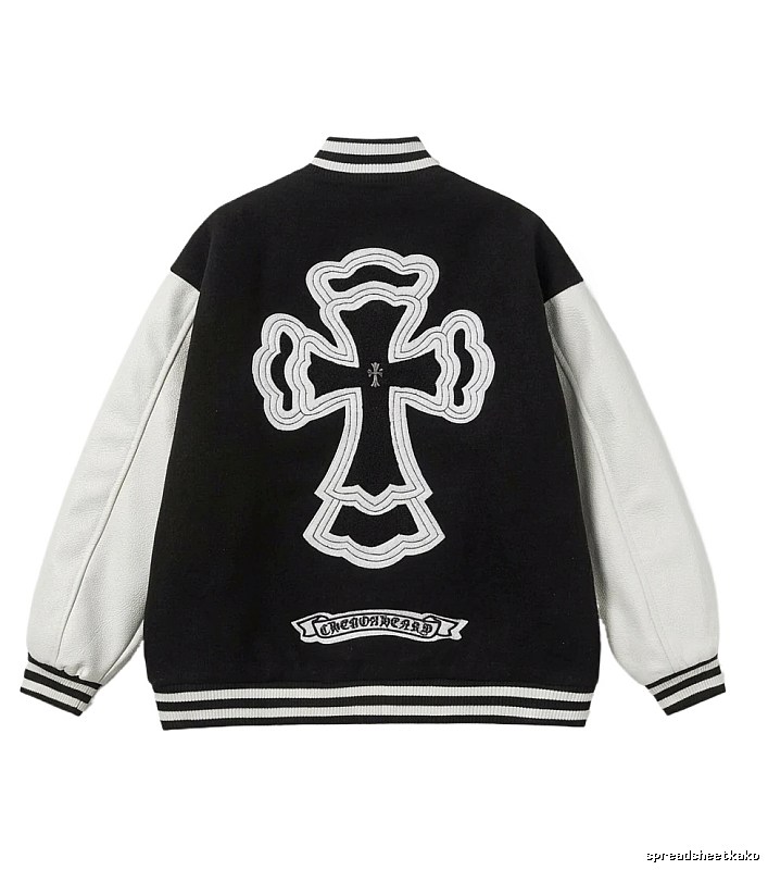 Chrome Hearts Cross Black and White Baseball Jacket