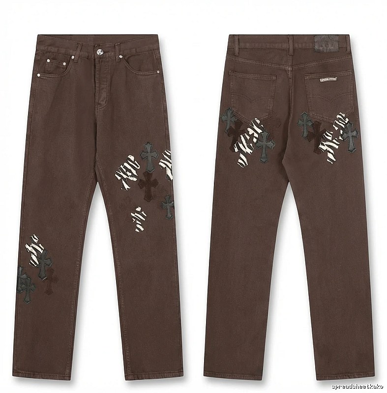 Chrome Hearts Cross Dark Style Brown Pants